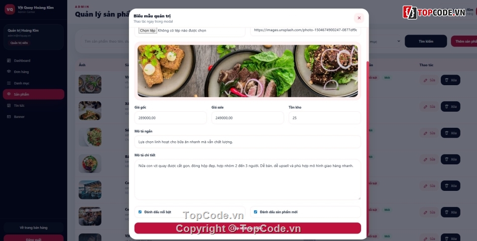 cửa hàng vịt quay,code bán hàng,code đồ án